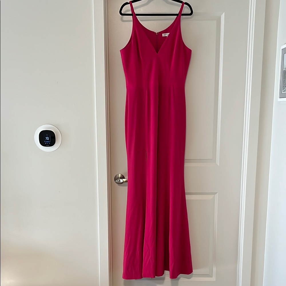 DRESS THE POPULATION Iris Slit Crepe Gown, Bright Fuchsia, Size XXL - Picture 2 of 13